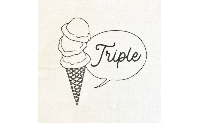 3人兄弟姉妹でおそろい/アイスクリーム Sigle×Double×Triple プリント/ Tシャツ3枚組ギフトセット【出産祝い・誕生日・ギフト・プレゼント】（80cm×90cm×110cm）