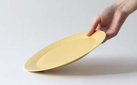 【波佐見焼】PATTERNED PLATE 21 yellow 【BIRDS’ WORDS】[CF092]