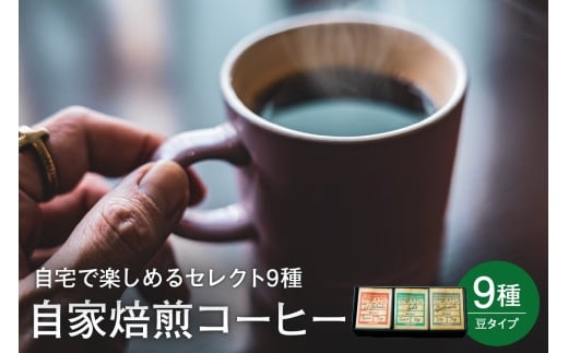 自宅で楽しめる セレクト 9種 自家焙煎 コーヒー 9袋 ( 1袋 30g ) 【豆タイプ】 自家焙煎珈琲 カフェグート