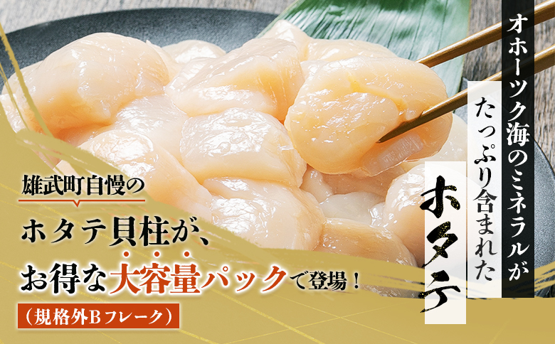 北海道雄武町産　ほたて貝柱(冷凍)Bフレーク 1kg[訳あり品]【1235601】