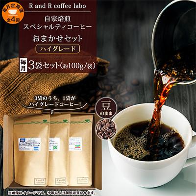 ふるさと納税 諫早市 【毎月定期便】自家焙煎スペシャルティコーヒーおまかせセット ハイグレード(豆のまま)全4回