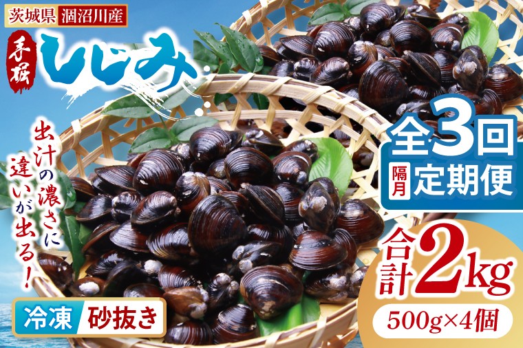 
            【全３回隔月定期便】茨城県涸沼川産 だしの濃さに違いが出る！手掘しじみ（砂抜き）500g×４個（２kg）【涸沼川 シジミ オルニチン 味噌汁 スープ 茨城県 水戸市】（MS-10）
          