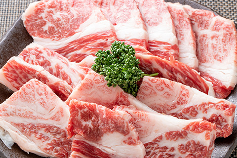 【訳あり】【A4～A5】博多和牛 焼肉切り落とし(肩ロース・バラ) 1kg(500g×2p) 吉富町/株式会社MEAT PLUS [BGAB043]