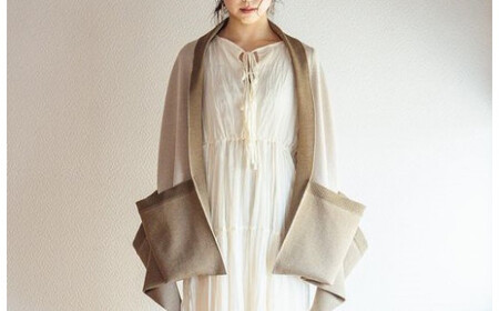 リバーシブル和紙ストール CLEMATIS 折り返しポケット ブラウン