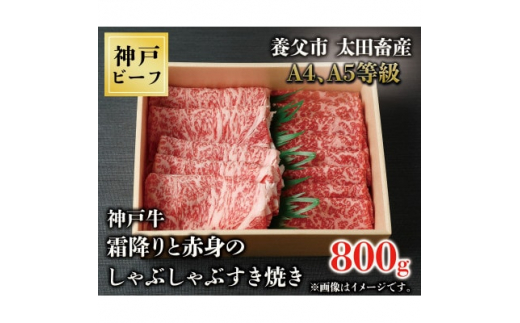 
神戸牛　霜降りと赤身のしゃぶしゃぶすき焼き　800g【1443162】
