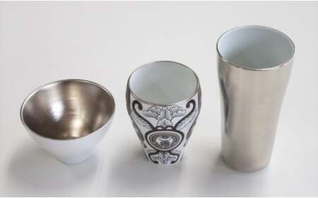 有田焼 JAPAN SNOW 日本酒 呑み比べ 酒器セット ARITA PORCELAIN LAB【アリタポーセリンラボ】プラチナ 古伊万里 盃 モダン プラチナ A50-283