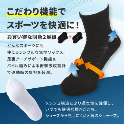 ふるさと納税 京都市 【ファイテン】スポーツソックス 丸つま先 アンクル (2足組)  ブラック<27〜29cm> |  | 01