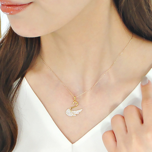 ネックレス K18YG イエローゴールド ダイヤモンド 0.33ct 白鳥 （大）スワン アニマル 動物 モチーフ ペンダント レディース 18金 ジュエリー【f212-k18yg】 ALPAZ127