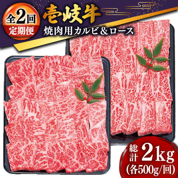 【ふるさと納税】【全2回定期便】壱岐牛焼き肉セット2（ロース 500g・カルビ 500g）[JDD038]