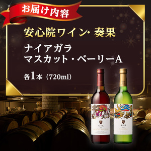 安心院ワイン 奏果セット ナイアガラ/マスカット・ベーリーA (720ml×2本) 酒 お酒 ワイン ぶどう 葡萄 飲み比べ 【時枝酒店】【107306100】