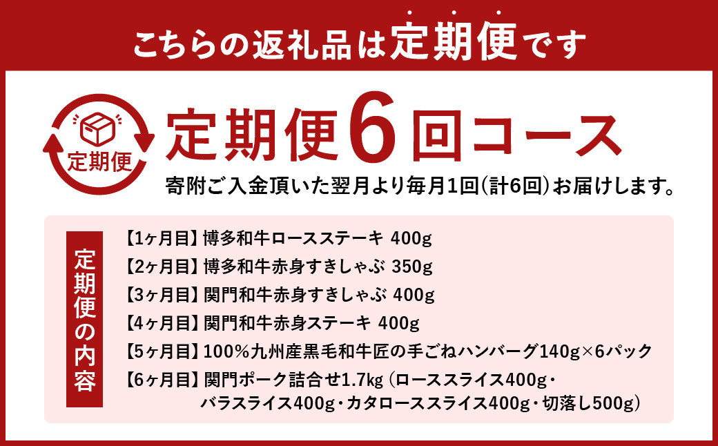 【6ヶ月定期便】 北九州 人気のお肉 詰合せ