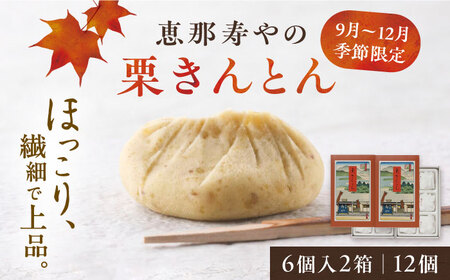 【先行予約】【着日指定要】【2025年10月上旬より順次発送】恵那寿やの栗きんとん 計12個（6個入×2箱）/ 栗 くり 栗きんとん 和菓子 / 恵那市 / 恵那寿や〈配送不可地域：北海道・青森・秋田・宮崎・鹿児島・沖縄・離島〉 [AUAS008]