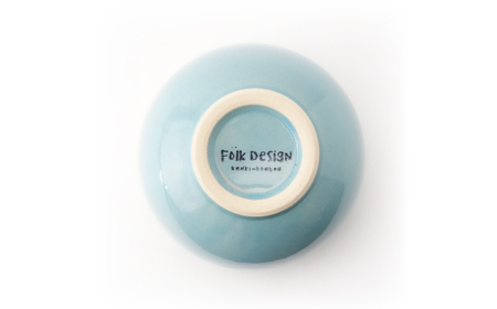 【波佐見焼】Folk Design ラウンドボウル 青釉白唐津流し 1点【玉有】[IE47]