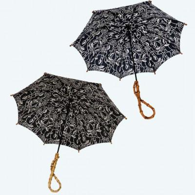 ふるさと納税 田原本町 傘 日傘 長傘 レディース ローズ柄 綿100% UV防止 521406 日本製 ネイビー |  | 02