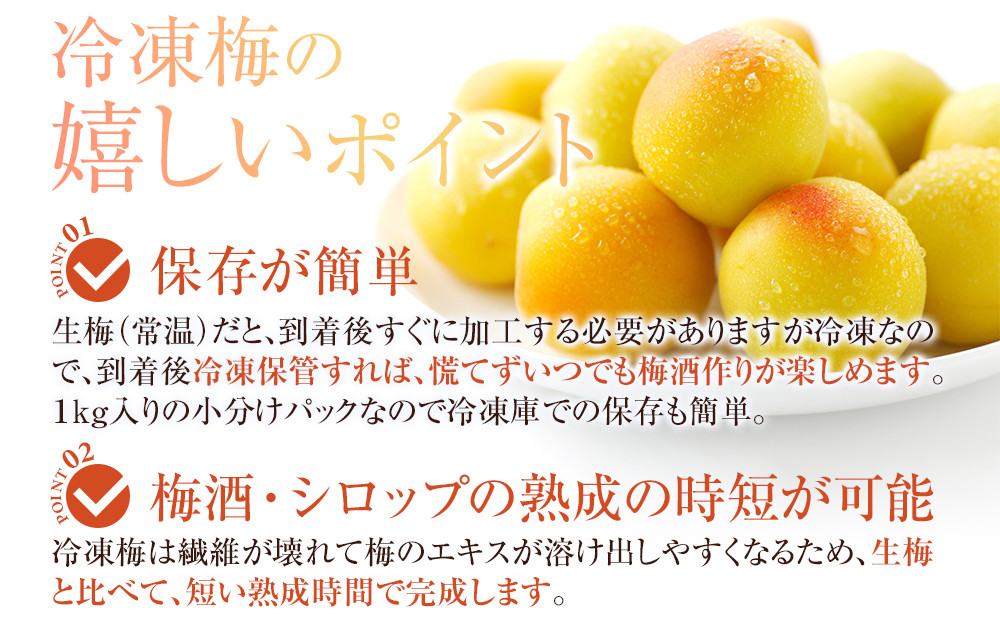 冷凍 紀州南高梅 完熟梅   約2kg   L～4Lサイズ混合 ご家庭用