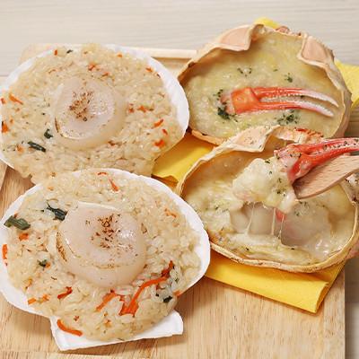 ふるさと納税 小樽市 【佐藤水産】炙り帆立おこわ・蟹グラタン　各2食　計4人前　540g |  | 01