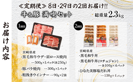 ≪定期便≫＼1か月に2回お届け!!／牛＆豚!!満喫セット【総重量2.3kg】 肉 牛肉 豚肉 おかず 国産_T030-052【人気 肉 ギフト 肉 食品 肉 焼き肉 肉 BBQ 肉 贈り物 肉 おすす