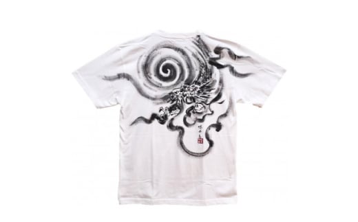 手描きTシャツ 日本画 龍神 白 (半袖 Mサイズ)【1615182】