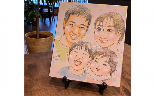 【風のアトリエ】《色紙》 似顔絵 3名様分（手描き・色鉛筆） 絵画 インテリア 記念 200007