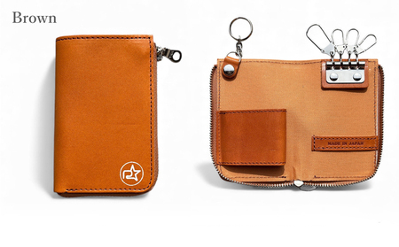【ブラウン】 国産本革 スマートキーケース REVOLLA