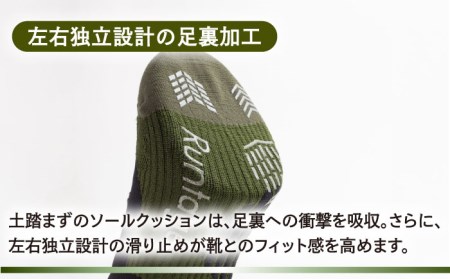 【23-25cm】Runtage 着圧ゴルフソックス アスリートラウンドPRO 先丸タイプ＜カーキ＞【イイダ靴下株式会社】[HBB005]スポーツウェア ゴルフ ソックス ランニング 運動用