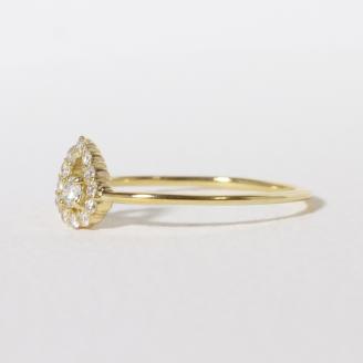 K18 しずく取り巻きダイヤモンドリング　0.12ct　　BQ77