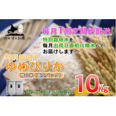 ふるさと納税 鷹栖町 【毎月定期便】特別栽培米「ゆめぴりか(精白米)」真空パック 10kg全6回
