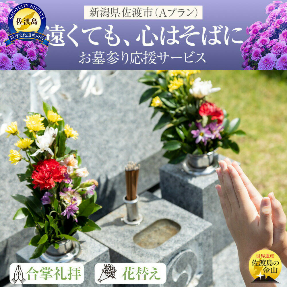 【ふるさと納税】【選べる】お墓参り代行 プランA プランB 佐渡島内 合掌拝礼 花替え 簡易清掃 写真撮影 お線香 お供え 報告書付き サービス券1枚 供養 新潟県 佐渡市