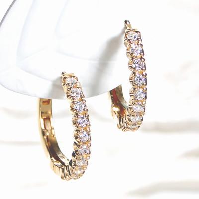 ふるさと納税 韮崎市 フープピアス K18YG ゴールド ダイヤモンド 0.35ct バネ 中折れ【f215-k18yg】 |  | 03