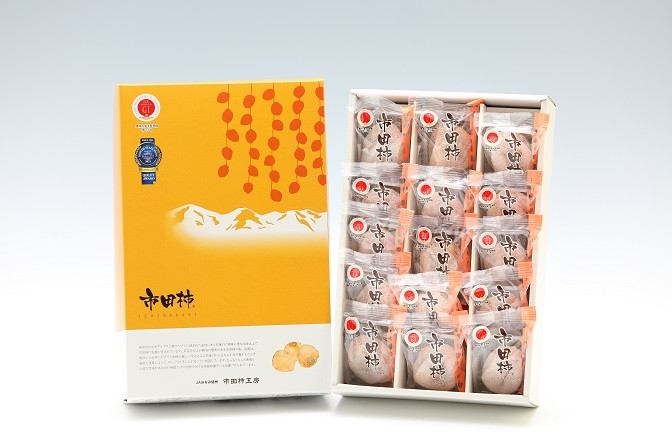 
                  贈答用【南信州産】市田柿 個包装化粧箱 大粒15粒入り（28ｇ×15粒 420ｇ） 長野県 信州 高森町 柿 干し柿 かき 高級 和菓子 お茶請け ドライフルーツ 自然食品 ギフト プレゼント JAみなみ信州
                