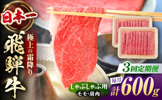 【3回定期便】 飛騨牛 しゃぶしゃぶ用 赤身 600g（300g×2） / しゃぶしゃぶ 牛肉 和牛 定期便 国産 / 白川町 / 浅井商店 [AWBJ018]