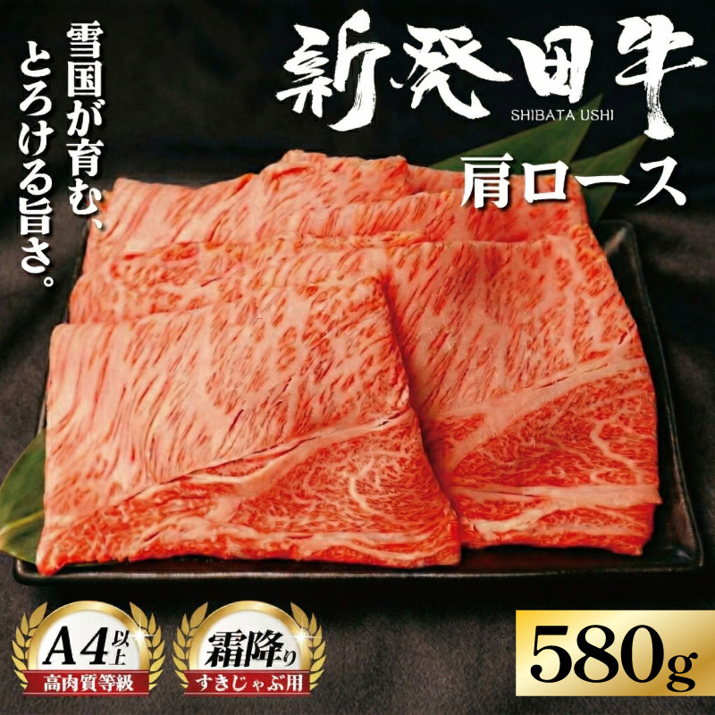 【肩ロース】しゃぶしゃぶ 580g 霜降り 新発田牛 ブランド スライス 簡単調理 贈答 お歳暮 新潟 えのもとミート enomoto005
