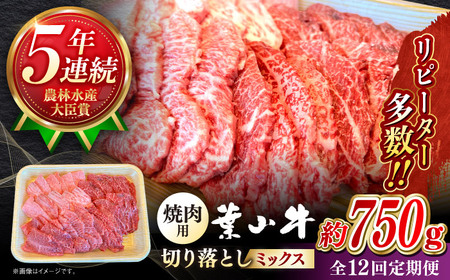 【全12回定期便】【葉山牛】750g　焼肉用ミックス（ロース、モモ、カルビ等） ／ 牛肉 黒毛和牛 神奈川県 特産品【葉山牛ステーキレストラン 角車】[ASBD033]