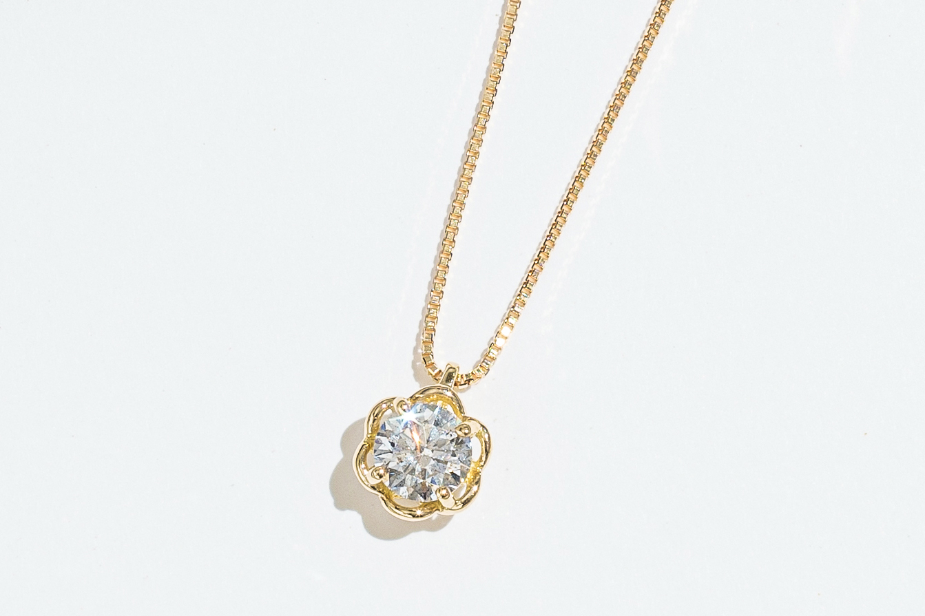 K18（イエローゴールド） ダイヤモンドデザイン枠ネックレス(0.3ct)