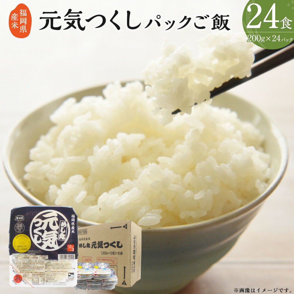 【ふるさと納税】福岡県産米 無添加 元気つくし パック ご飯 200g×24パック パックごはん 米 白米 ごはん ライス 保存食 備蓄 一人暮らし 送料無料 [G2308]
