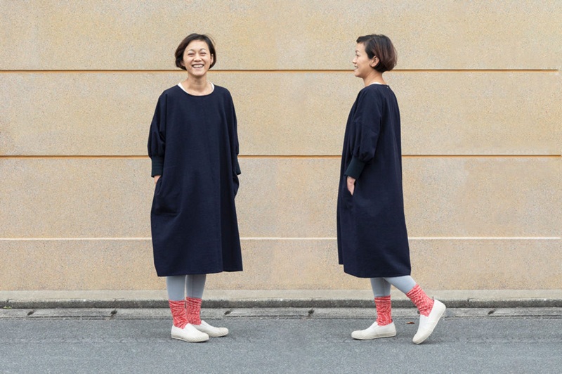 KAPPOGI-103【割烹着：身丈103cm】無地 グレー_うなぎの寝床 KAPPOGI 身丈 103cm 選べる カラー 1サイズ 無地 久留米絣 おしゃれ 割烹着 エプロン 作業着 ワンピース 
