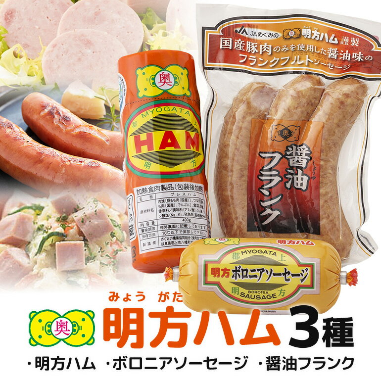 【ふるさと納税】ハム ソーセージ フランク 詰合せ 徳用 選べる Aセット 計860g Bセット 計1420g 明方ハム ボロニア ソーセージ 味付け 醤油 フランク 国産 豚肉 100% 特産品 加工品 弁当 おかず 惣菜 おつまみ バーベキュー JA めぐみの 農協 岐阜 郡上 送料無料 499