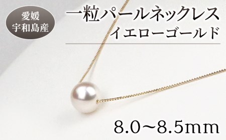 真珠 花珠 一粒 パールネックレス 8.0-8.5mm イエローゴールド 宇和海真珠 ネックレス A185-102005