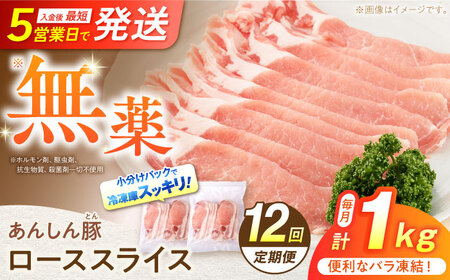 【12回定期便】《バラ凍結》豚肉 ローススライス 1kg （500g×2袋） 白川町 / 藤井ファーム[AWAF052]