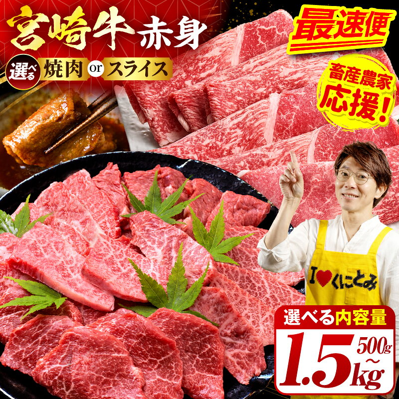 【ふるさと納税】★高評価★4.83【選べる種類・内容量】【畜産農家応援】宮崎牛赤身(ウデorモモ) 焼肉 スライス 500g〜1.5kg 宮崎牛 牛肉 赤身 お肉 家庭用 簡単調理 スライス すき焼き しゃぶしゃぶ 贈答 贈り物 ギフト おすすめ 宮崎県 国富町 送料無料