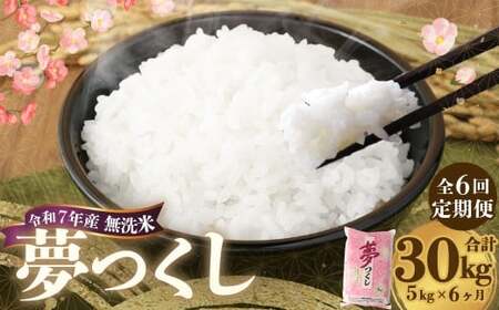 【6ヶ月定期便】 無洗米 食味鑑定士厳選 夢つくし 5kg×6回 計30kg お米 米 白米 食品 ご飯 飯 九州 福岡県 香春町 令和7年