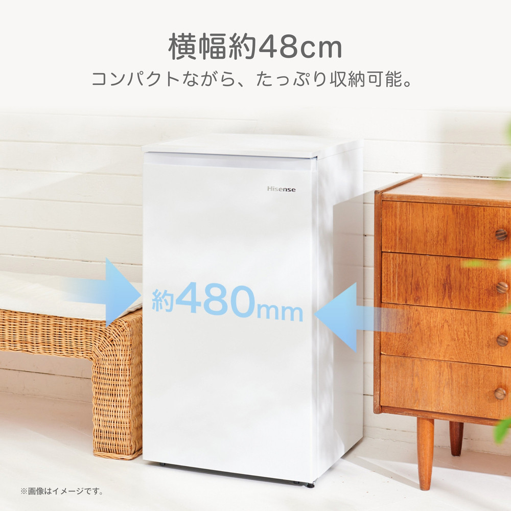 Hisense ハイセンス 小型 冷凍庫【設置費込み】幅48cm 61L セカンド冷凍庫 直冷式 7段温度調整可能 耐熱天板 静音 前開き 1ドア HF-A60JWホワイト 人気 おすすめ 家電 送料