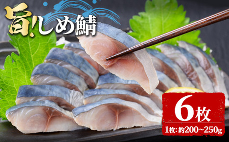 ＜数量限定＞ 旨 しめ鯖 (6枚・1枚約200～250g) 国産 しめさば 冷凍 浅漬け 調理済み おかず おつまみ 魚介 【man365-C】【いえもんや】