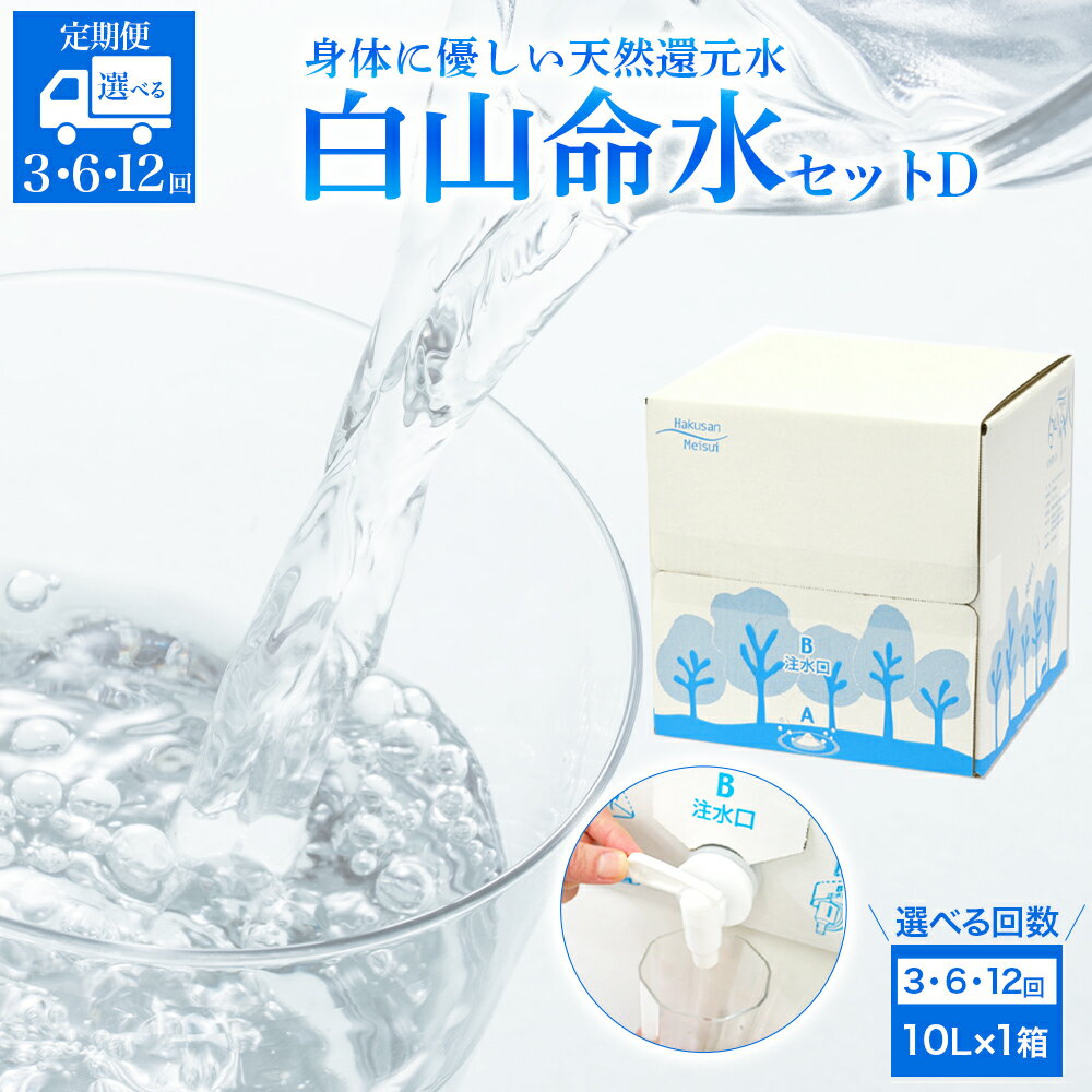 【ふるさと納税】白山命水 セットD 3回 6回 12回 定期便（10l×1箱） ミネラルウォーター 国産 人気 水 白山命水 天然水 定期 定期便