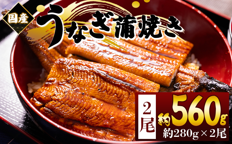 うなぎ 国産蒲焼きうなぎ ２８０ｇ ２尾 計５６０ｇ fb-0175
