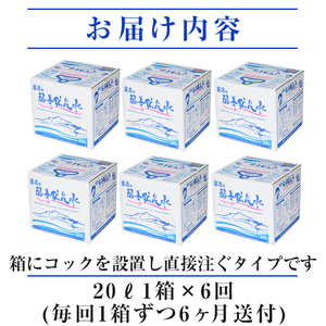 K-023《6ヶ月定期便》霧島の福寿鉱泉水（硬水：20L箱)【福地産業株式会社】霧島市 水 のむシリカ ミネラルウォーター シリカ シリカ水 ミネラル成分 飲料水