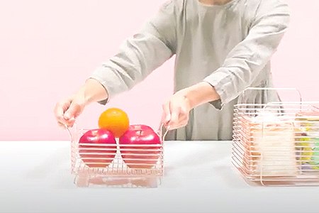 [ハナウタ] おしゃれなステンレス製キッチン用品 キッチンバスケットS シルバー 燕三条製 【010P007】