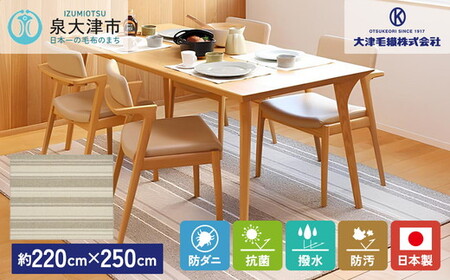 日本製 撥水・防汚 カーペット アイボリー 1枚 約220×250cm 600022211型[1128]