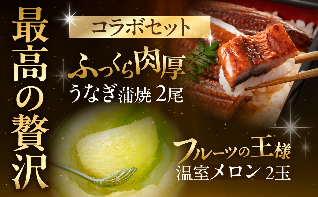 国産うなぎ & 温室メロン セット うなぎ 訳あり 蒲焼 2尾 メロン 2玉 ウナギ 鰻 蒲焼き 土用丑の日 丑の日 簡単調理 惣菜 フルーツ くだもの unagi 暑さ 対策 贅沢 簡単調理 惣菜 