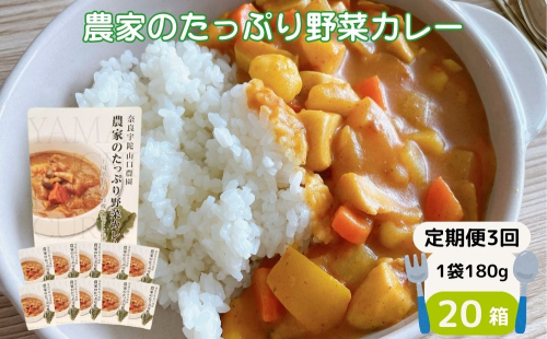 定期便 3ヶ月 農家のたっぷり野菜カレー20個 月1回 ／ ふるさと納税 山口農園 有機野菜 オーガニック 伝統野菜 レトルト 詰め合わせ ギフト カレーセット スパイス 飯 キャンプお取り寄せ 奈良県 宇陀市  おかず ご当地 簡単 お歳暮 暑中見舞い 時短 保存食